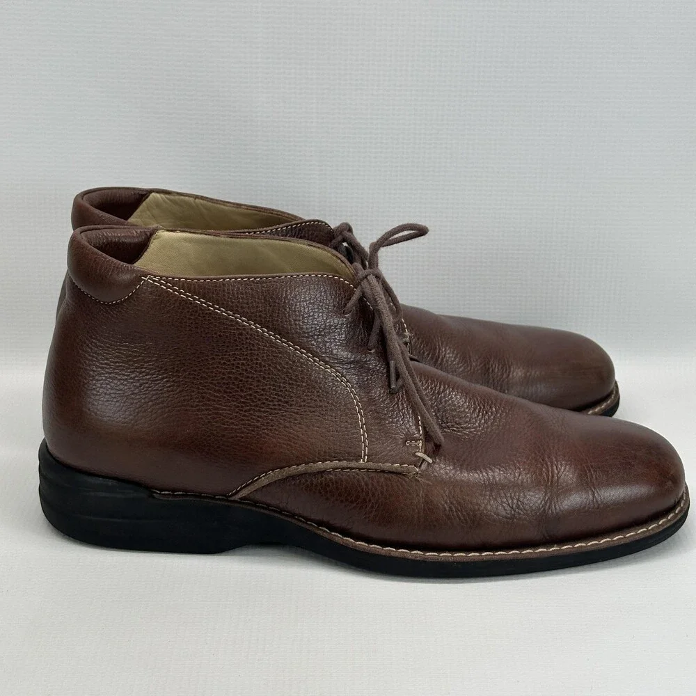 Johnston & Murphy Mens 12M Brown Sheepskin Leather Chukka Boots Lace Up Brazil